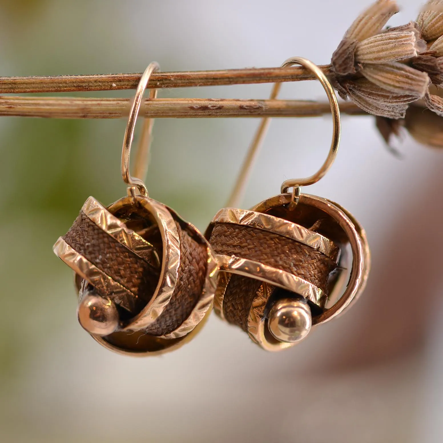 19th Century Golden Bows Hair Drop Earrings