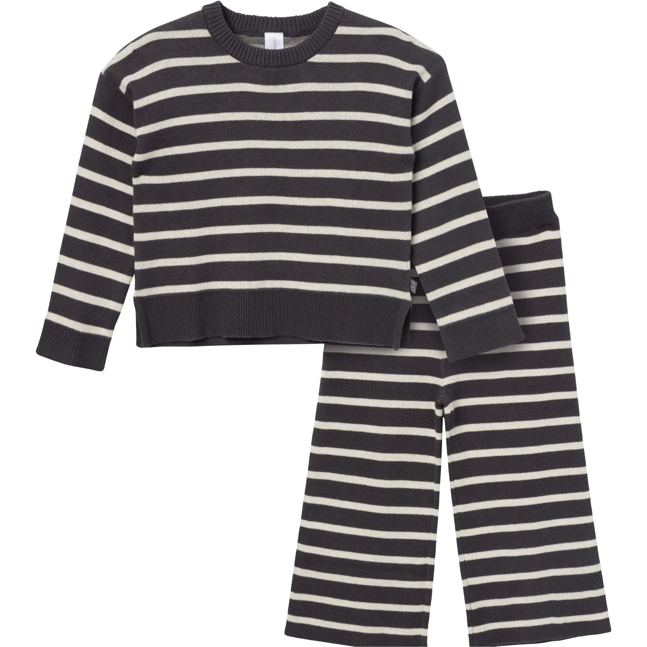 2-Piece Infant & Toddler Girls Ivory Stripe Jacquard Sweater Set