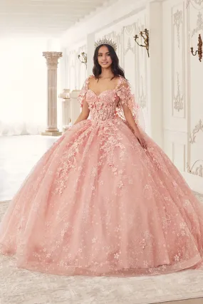 3D Floral Strapless Cape Ball Gown Quinceanera Dresses Princess Dress Short Sleeve Square Neck