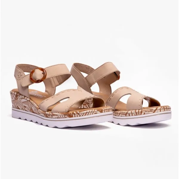 67173-60 Ladies Wedge Sandals Beige