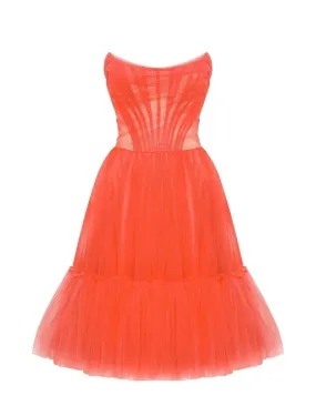 A-Line Homecoming Dresses Corsets Dress Party Wear Knee Length Sleeveless Strapless Tulle with Pleats