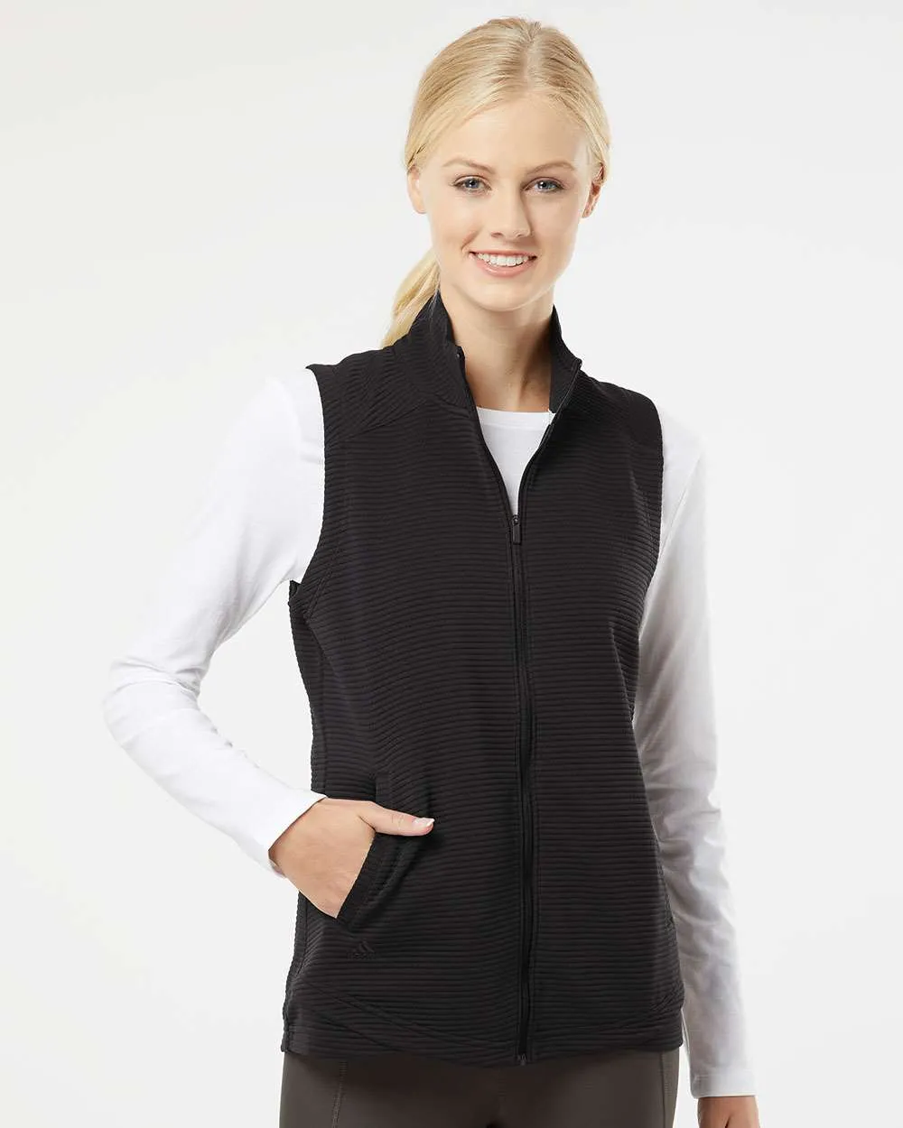 Adidas Ladies Textured Full-Zip Vest