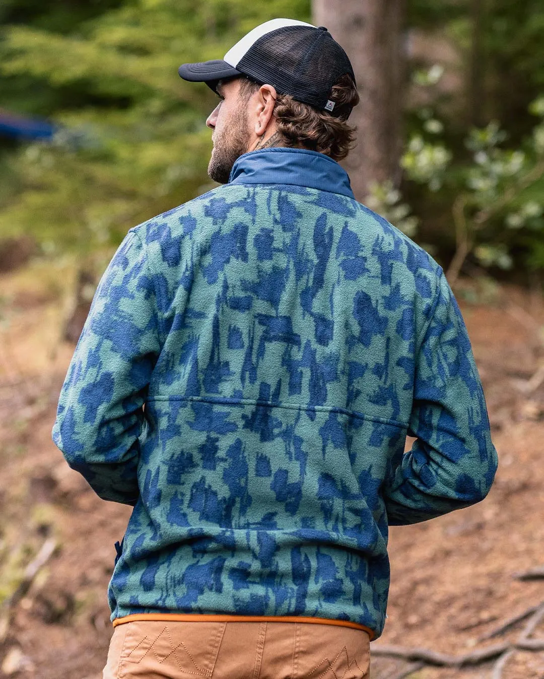 Adrift Recycled Polar Fleece - Oak Patch Deep Ocean