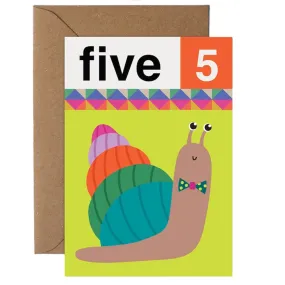 Age 5 Snail Greetings Card by Mifkins