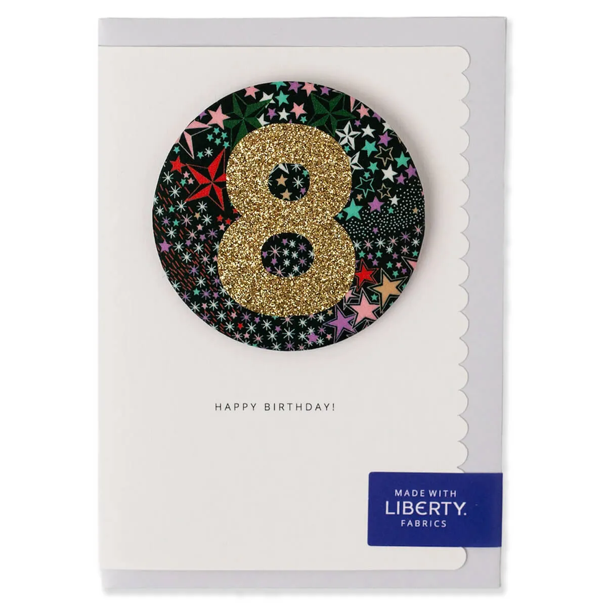 Age 8 Badge Greetings Card in Adelajda's Wish Liberty Print by The Charming Press