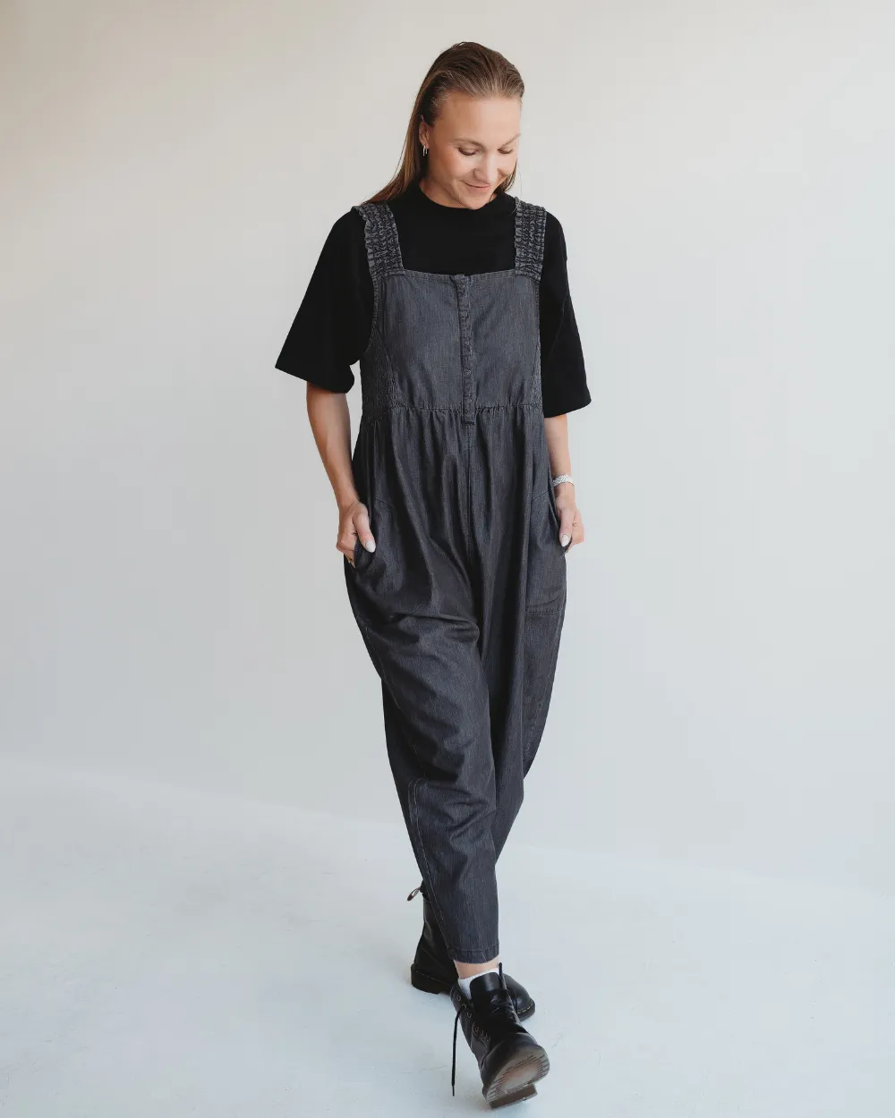 Alice Black Denim Dungarees