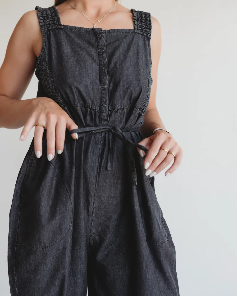 Alice Black Denim Dungarees