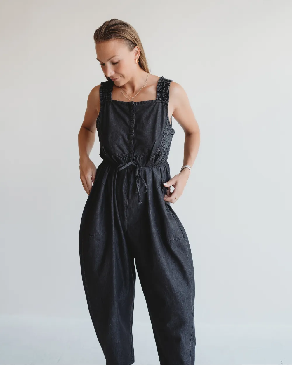 Alice Black Denim Dungarees