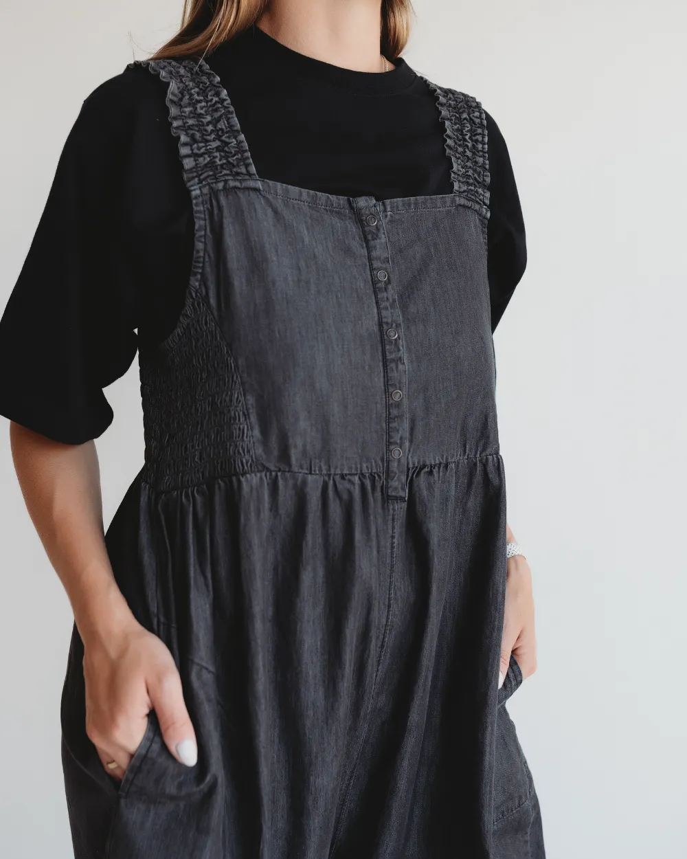 Alice Black Denim Dungarees