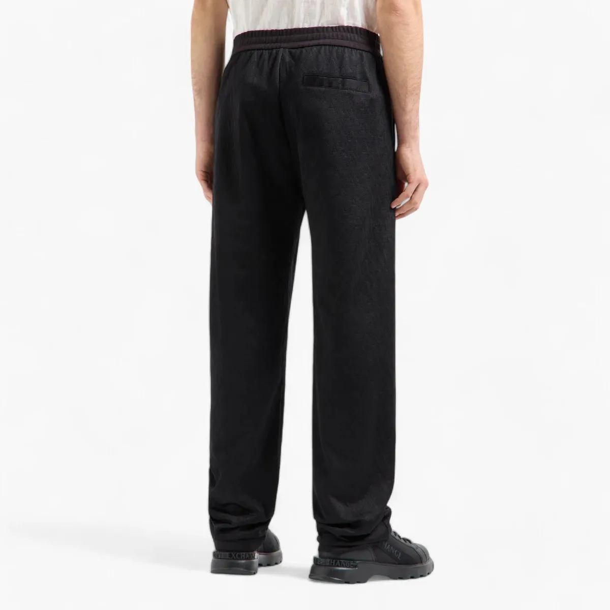 All Over Logo Regular Fit Cotton Jacquard Trousers With Elasticated Waistband