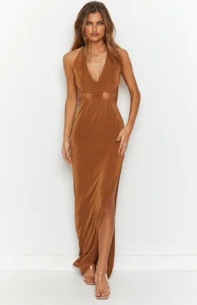 Angie Brown Halter Maxi Dress