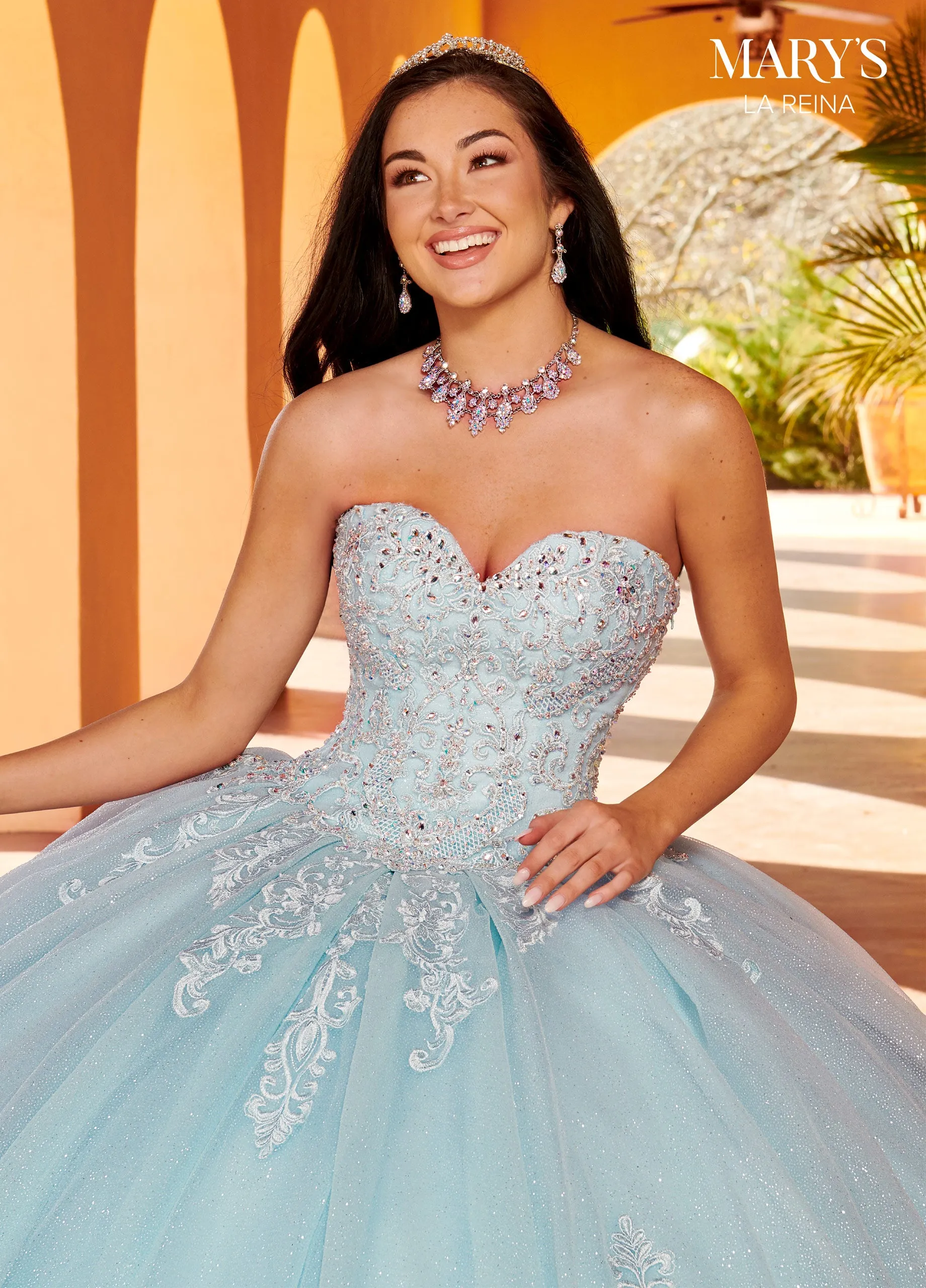 Applique Strapless Quinceanera Dress by Mary's Bridal MQ2156