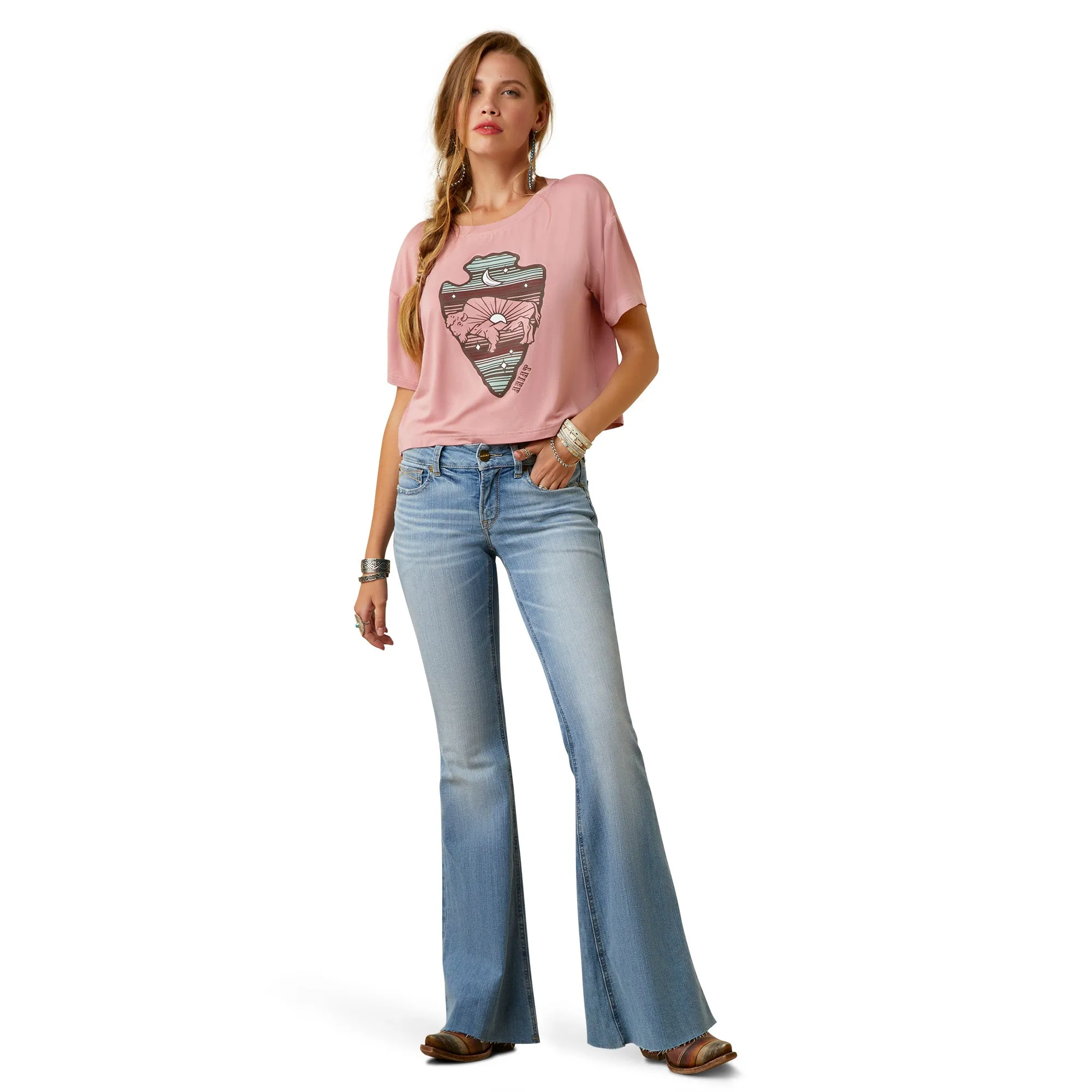 Ariat Ladies Island Blush Buffalo Rising T-Shirt 10044930