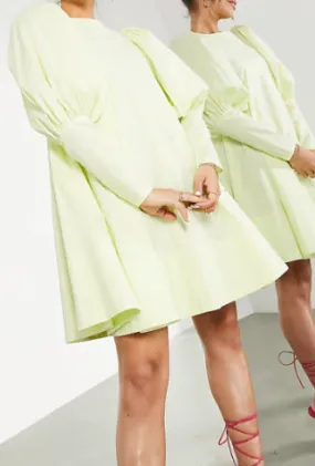 ASOS Edition Mini Dress With Puffed Sleeves