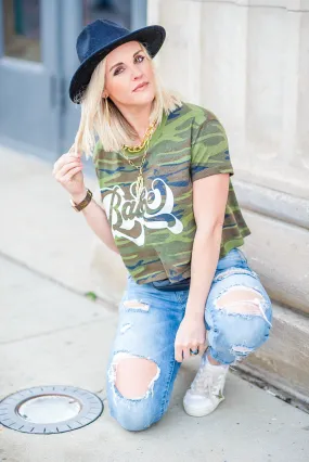 Babe Camo Cropped Tee / Boutique Wear / Babe Tee - Babe Crop