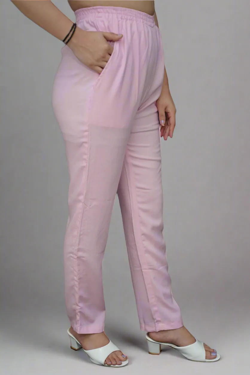 Baby Pink Rayon Kurti Pant