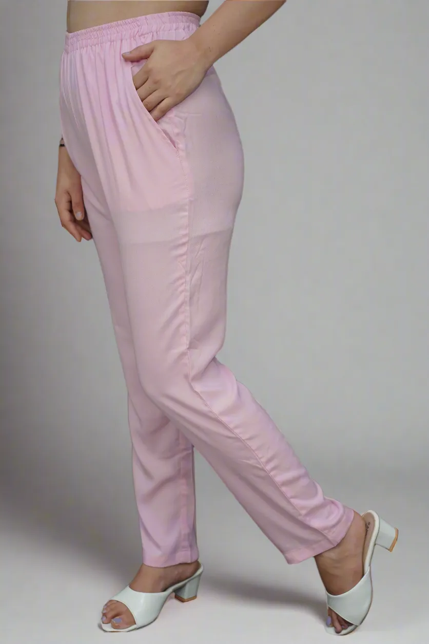 Baby Pink Rayon Kurti Pant