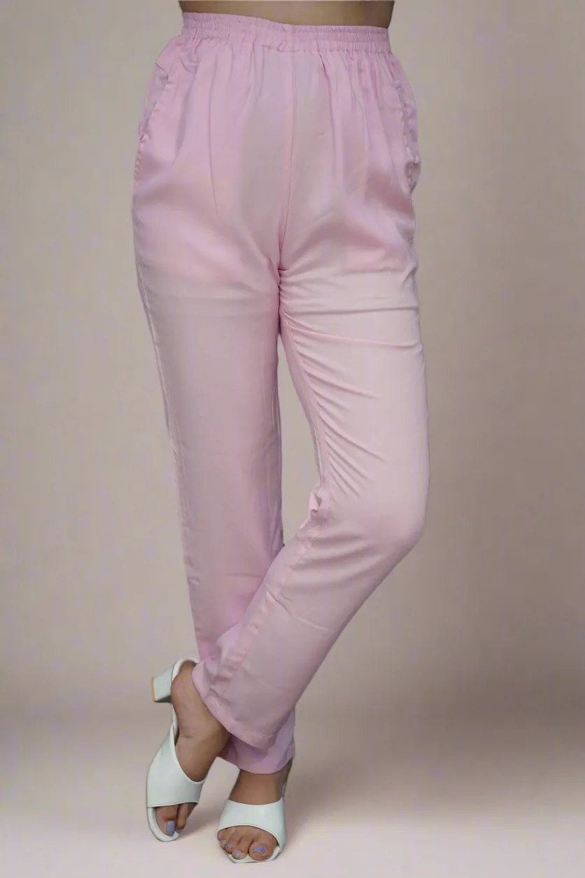 Baby Pink Rayon Kurti Pant