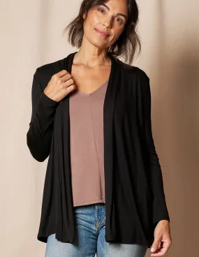 Bamboo Banded Front Cardigan - Black