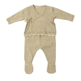 Beige Knit Footie