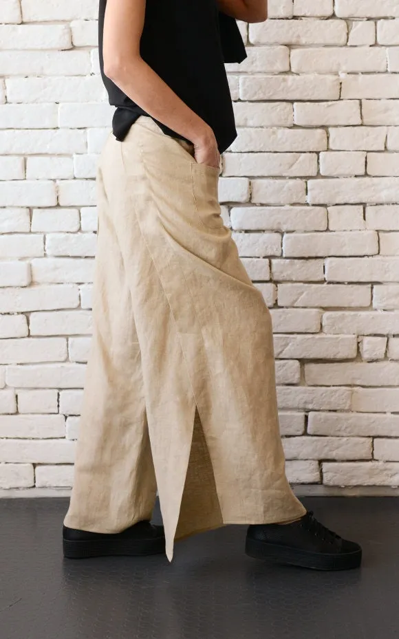 Beige Linen Pants