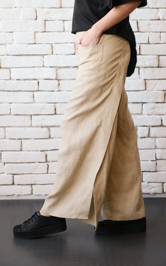 Beige Linen Pants