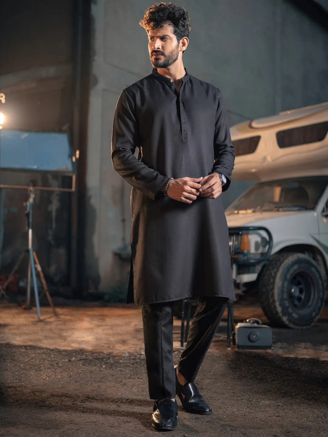 Black Blended Kurta - AL-K-976