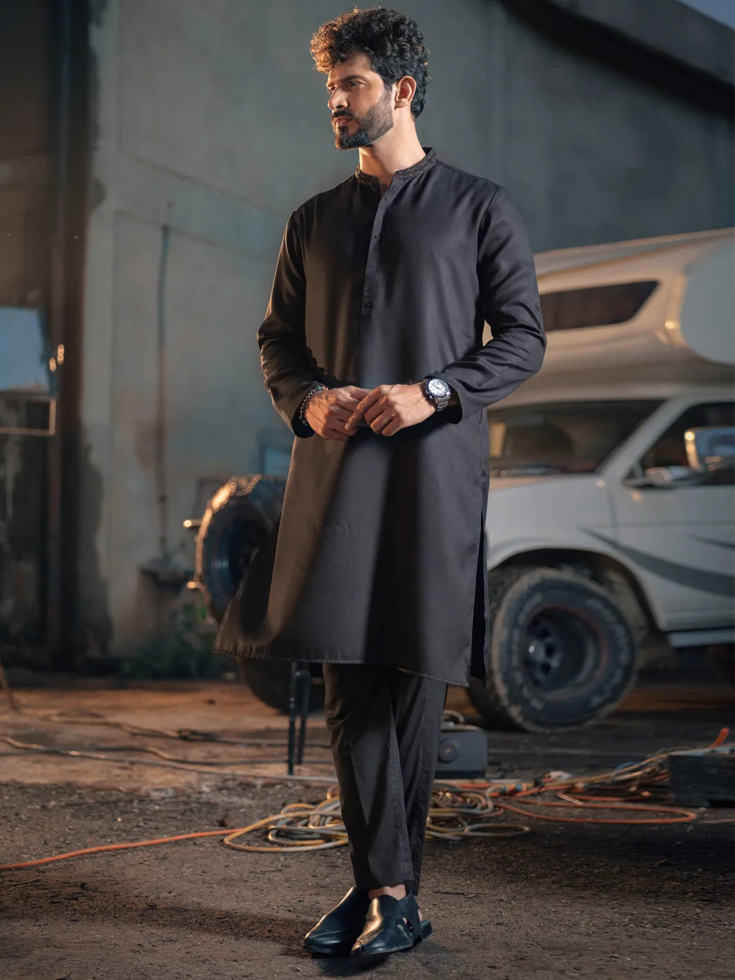 Black Blended Kurta - AL-K-976