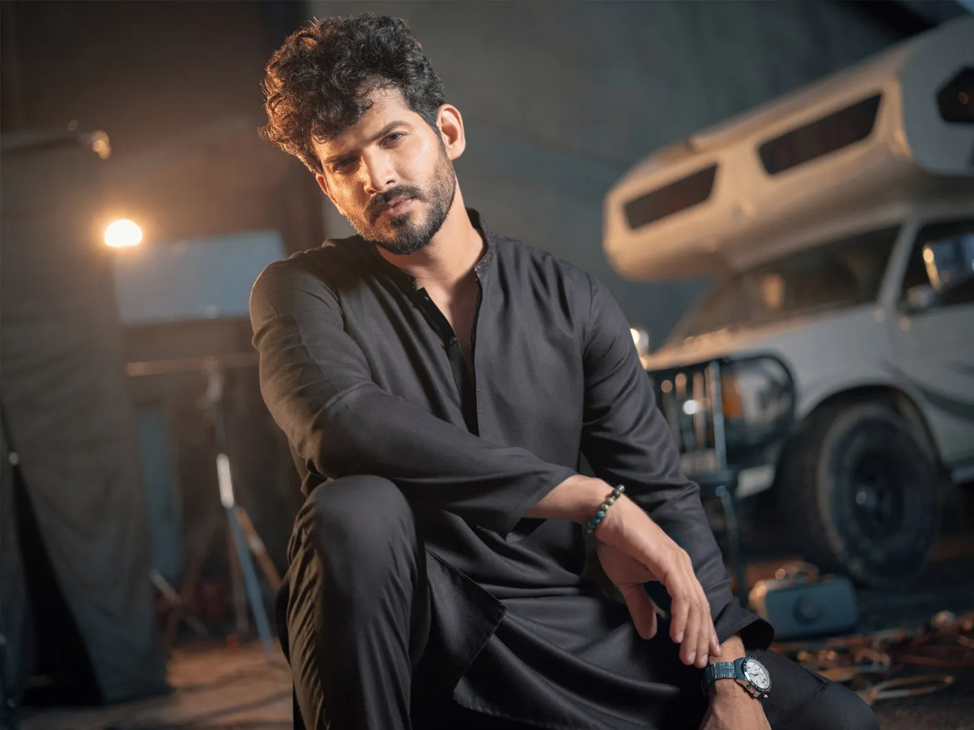 Black Blended Kurta - AL-K-976