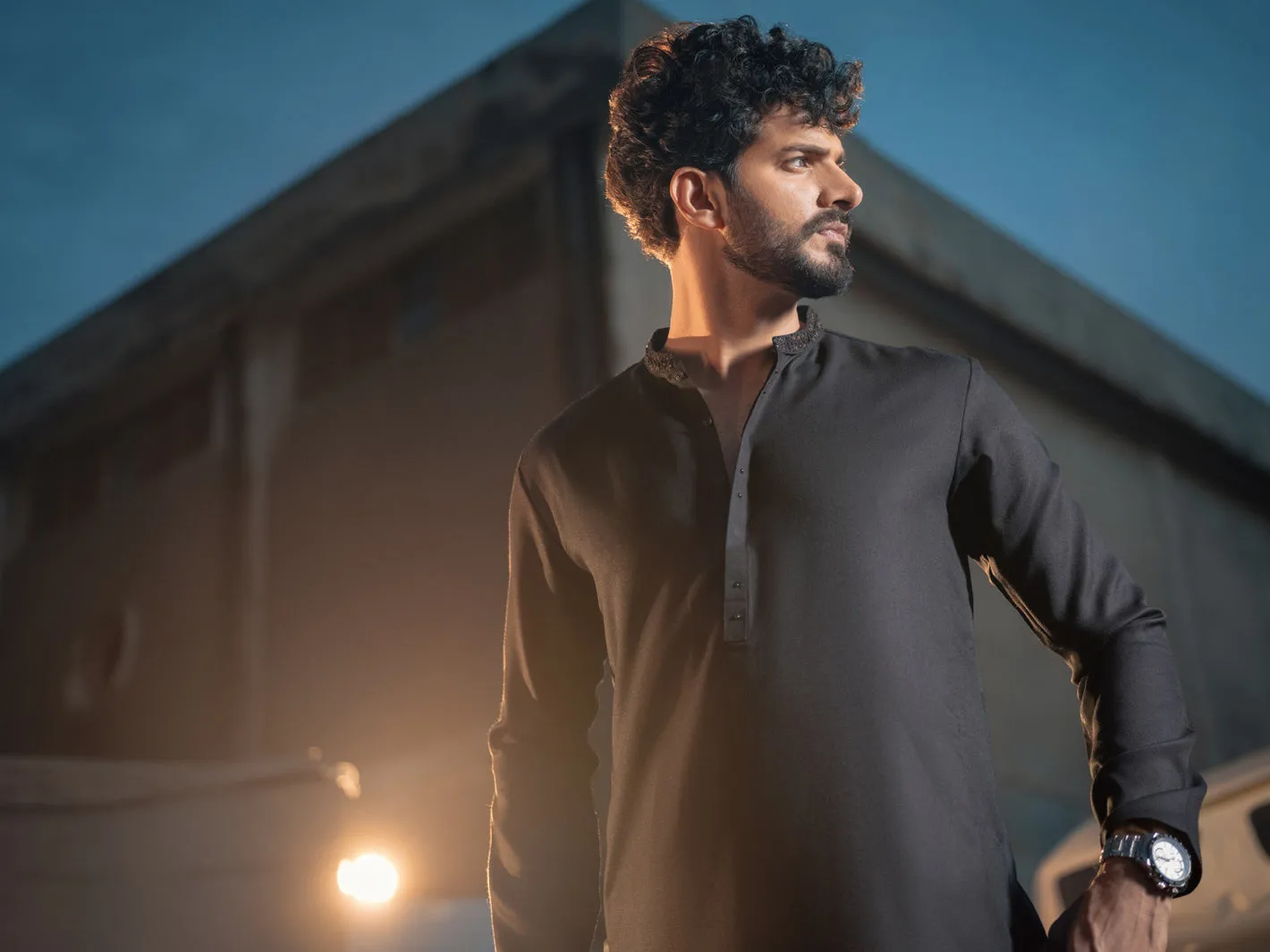 Black Blended Kurta - AL-K-976