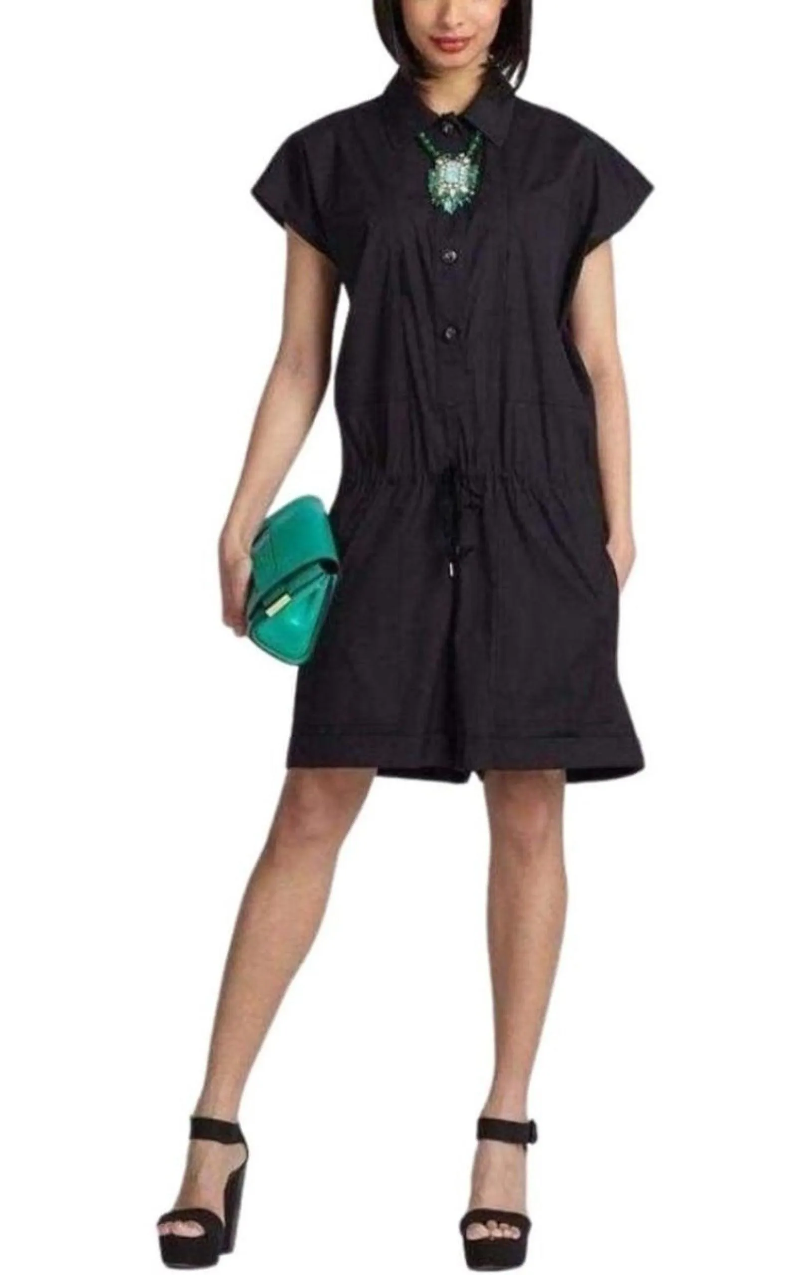 Black Cotton Blend Romper