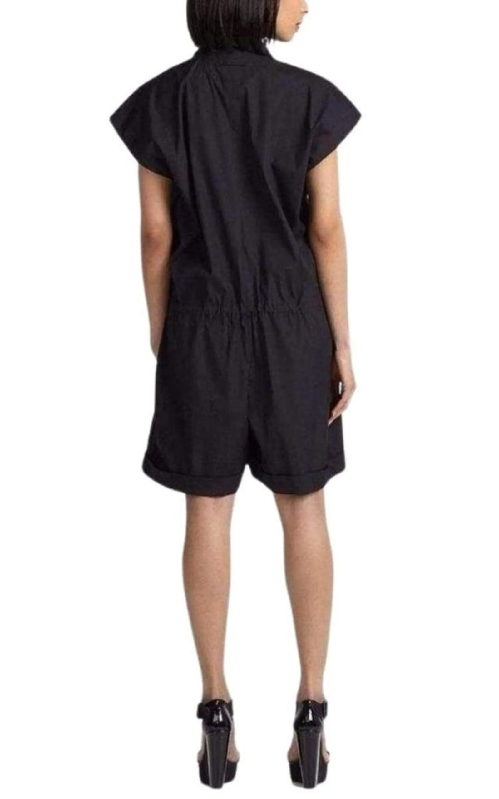 Black Cotton Blend Romper