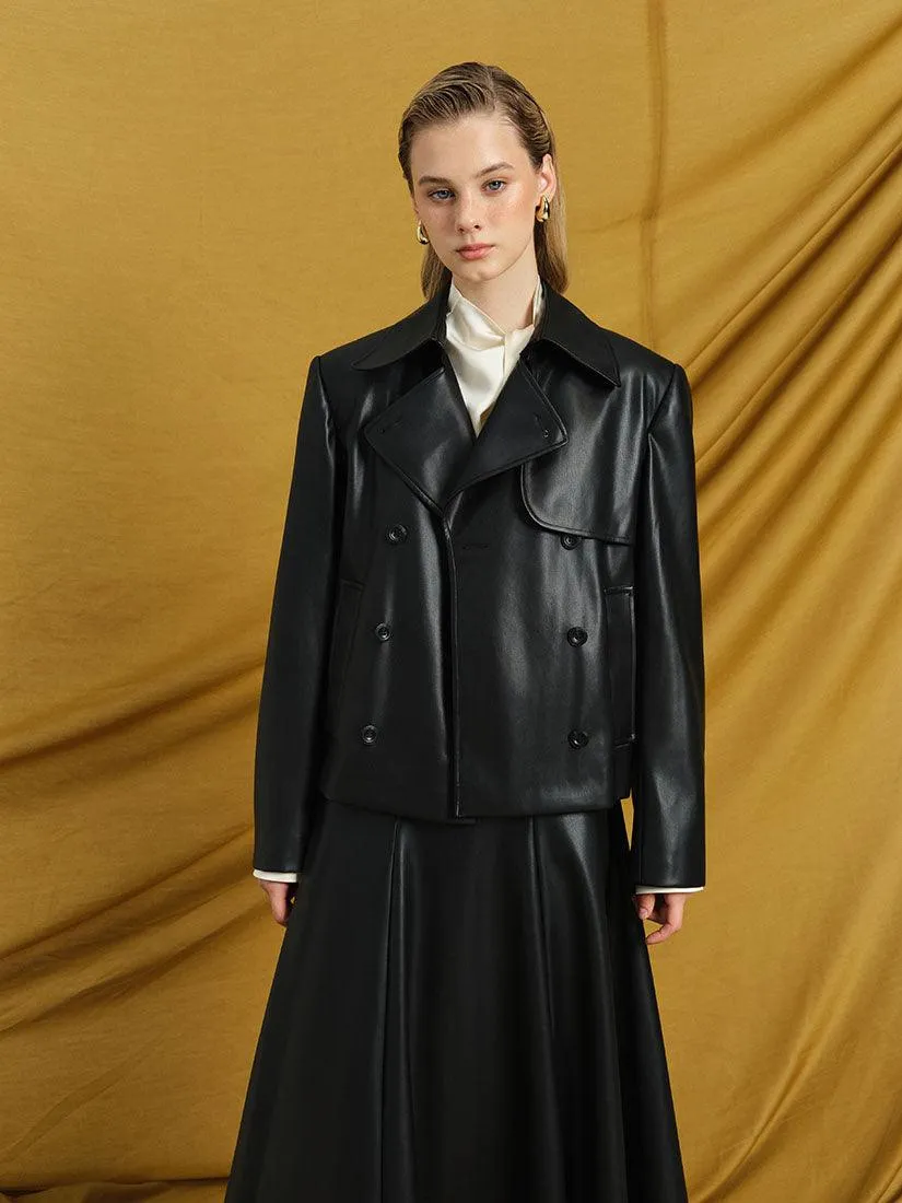 Black Cropped Dawson Trench Jacket