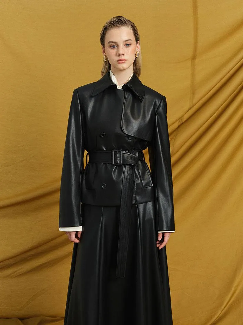 Black Cropped Dawson Trench Jacket