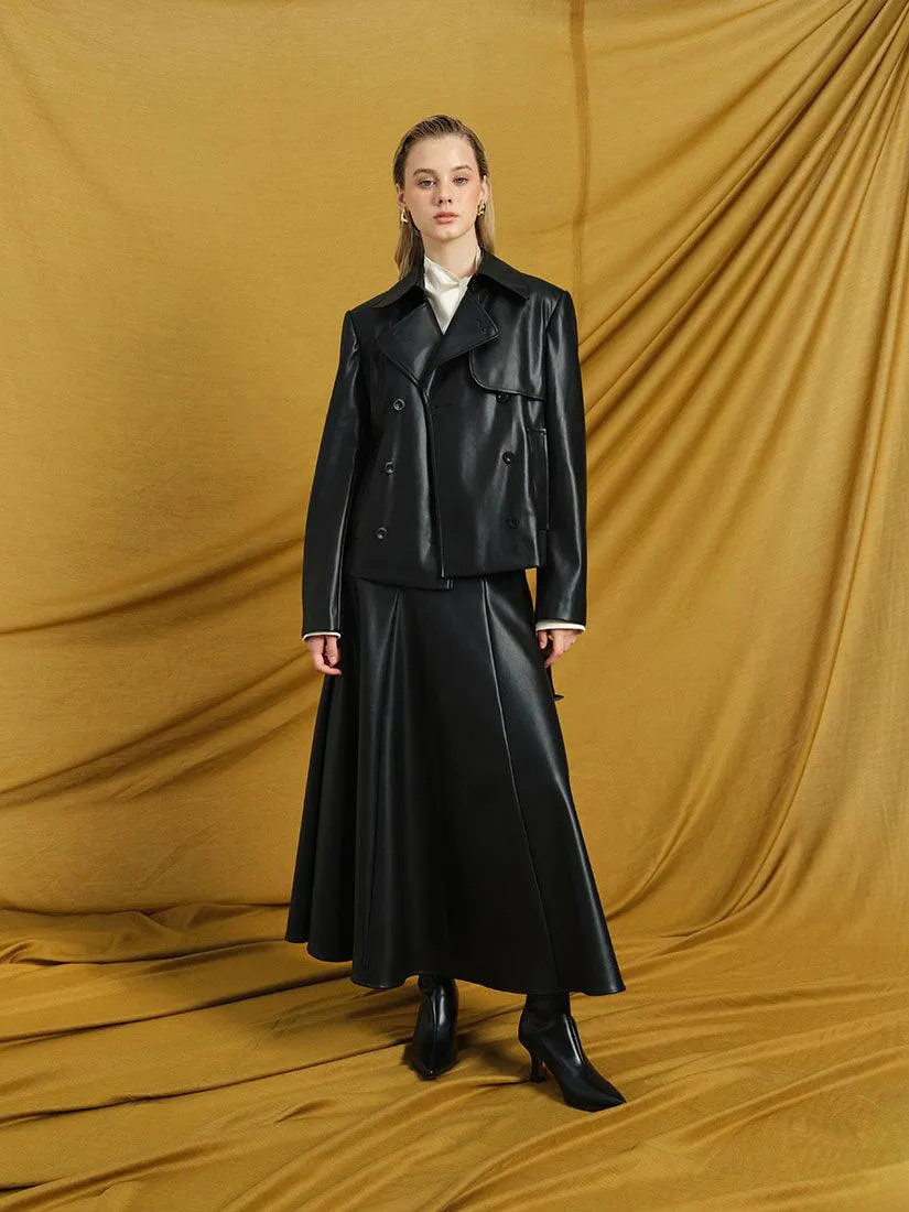 Black Cropped Dawson Trench Jacket