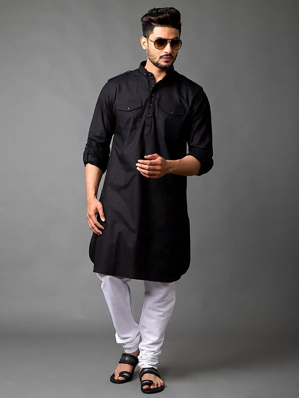 Black Pathani Kurta