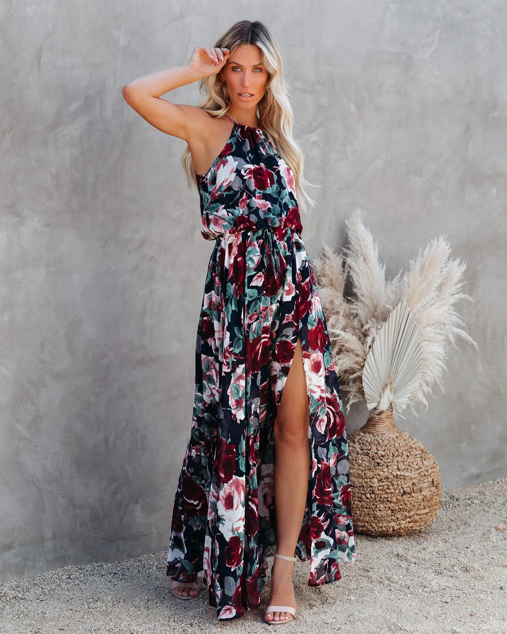 Bloomed Halter Maxi Dress