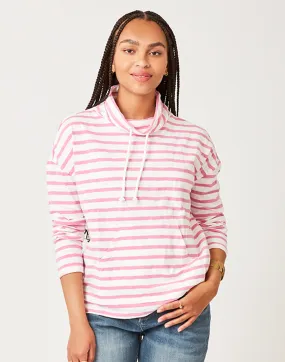 Bodie Funnel Neck: Cloud Lt. Fuchsia Stripe - FINAL SALE