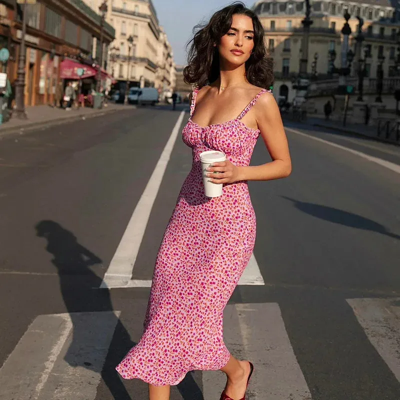 Bodycon Floral Print Midi Dulzura Streetwear Spring Summer Boho Dress