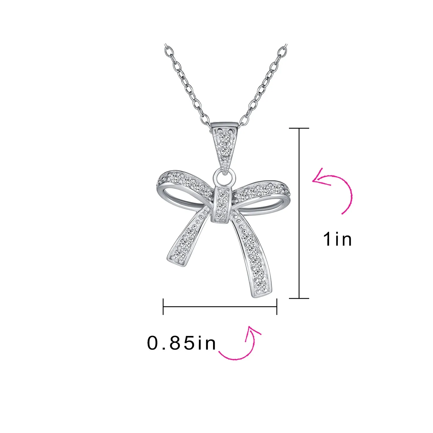 Bow Pendant Pave Cubic Zirconia CZ Pendant Earrings Sterling Silver