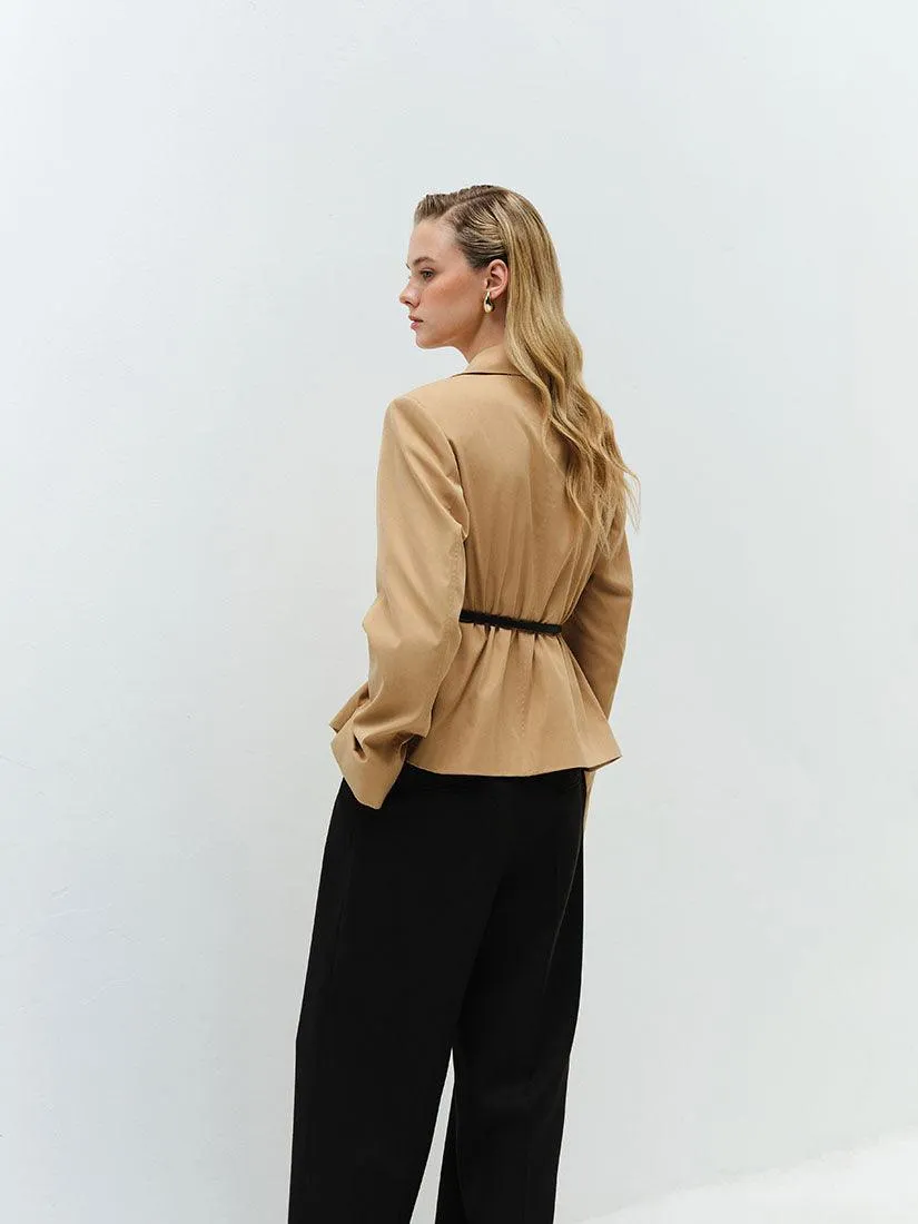 Camel Cropped Dawson Trench Jacket