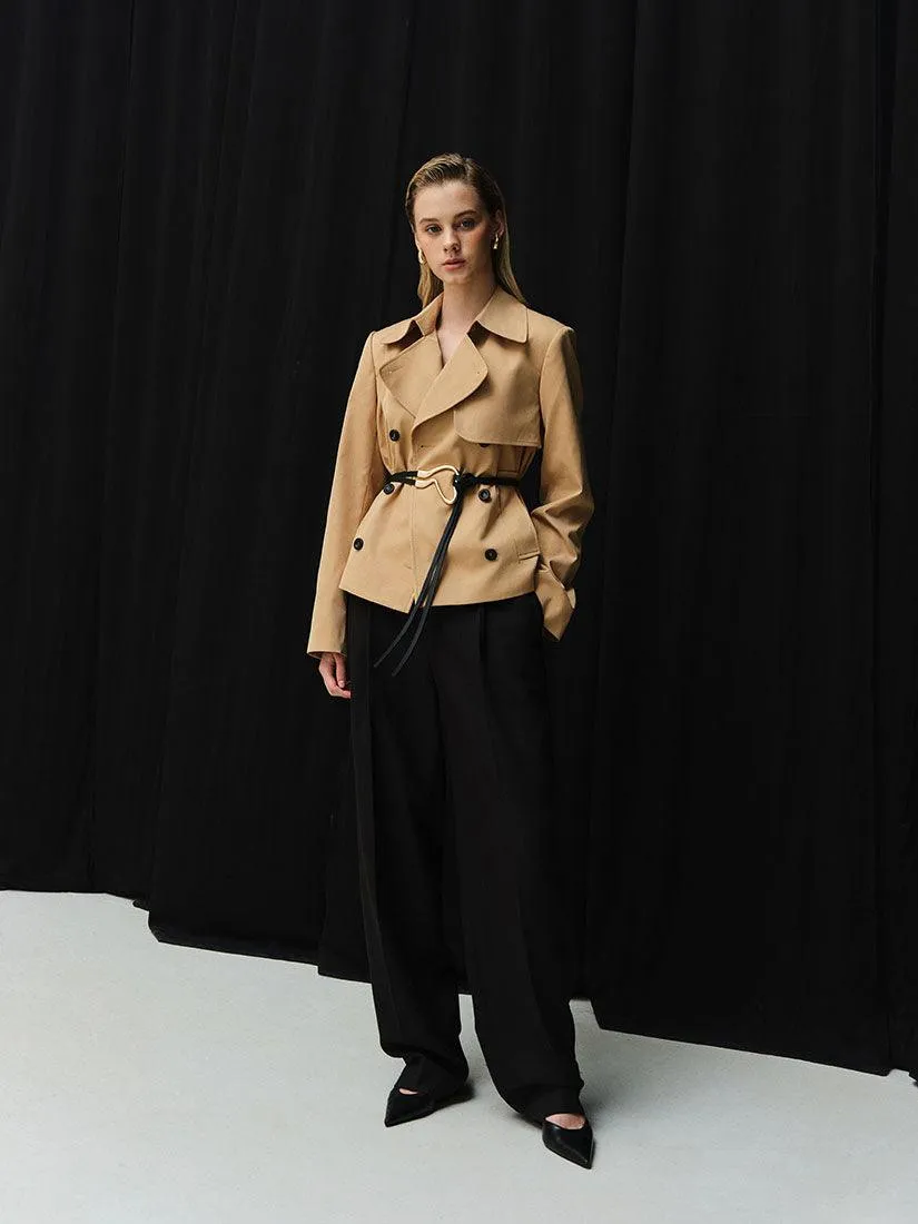 Camel Cropped Dawson Trench Jacket