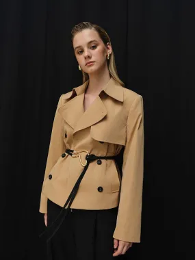 Camel Cropped Dawson Trench Jacket