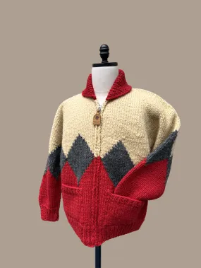 Canadian Knit Sweater - Diamond - Red