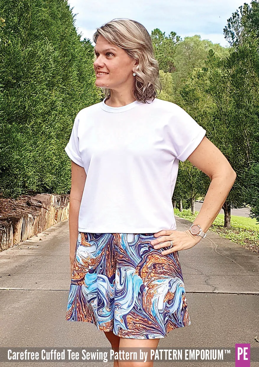 Carefree Cuffed Tee | Dolman T-shirt Sewing Pattern