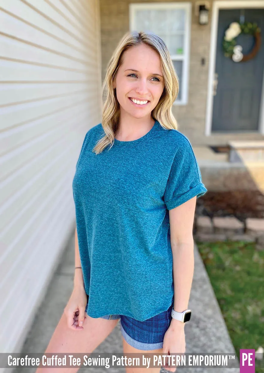 Carefree Cuffed Tee | Dolman T-shirt Sewing Pattern