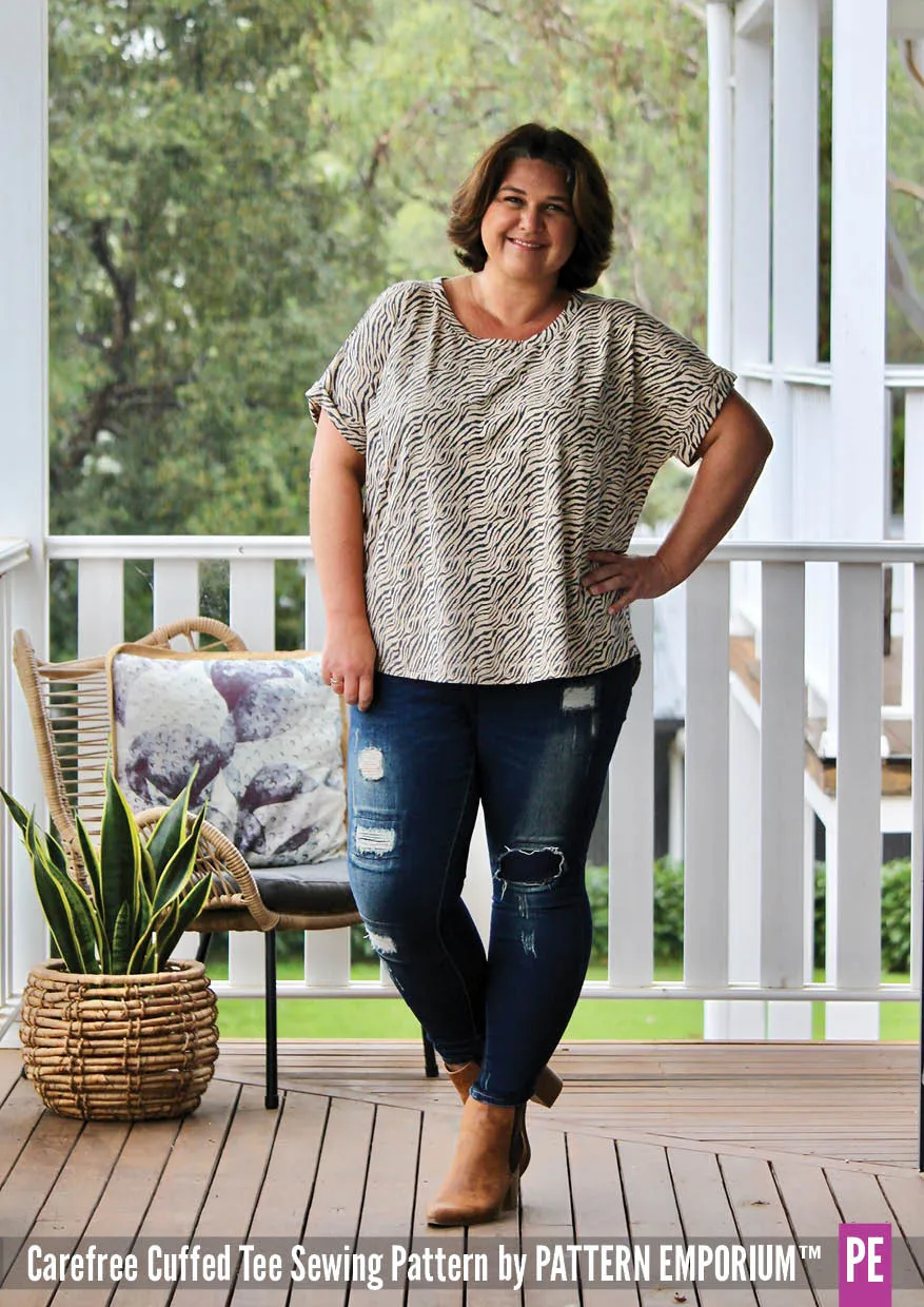 Carefree Cuffed Tee | Dolman T-shirt Sewing Pattern