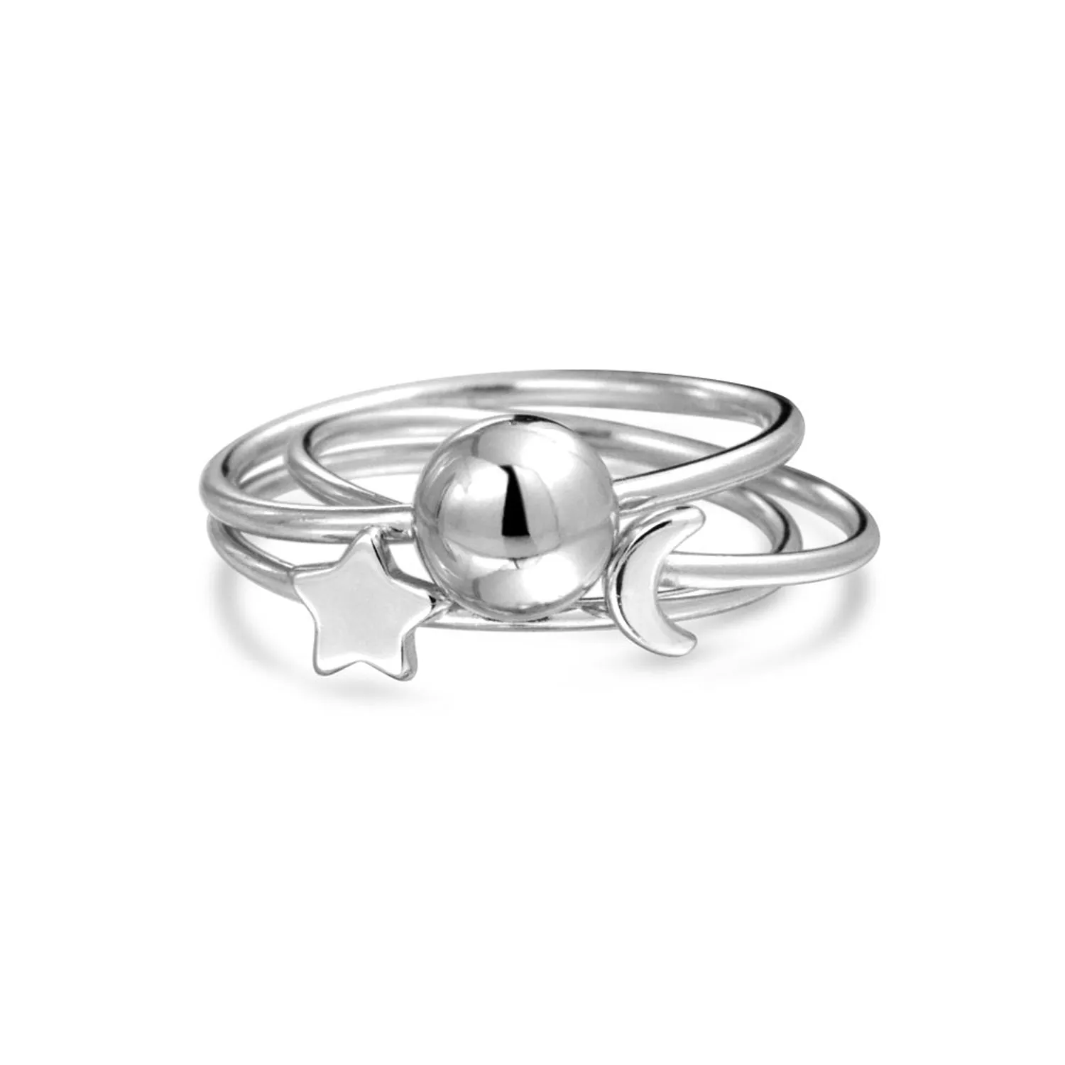 Celestial Sun Moon Star Knuckle Midi Ring Set 1MM .925 Sterling Silver