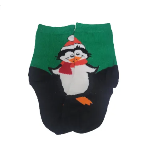 Christmas Penguin Wearing Santa Hat Socks