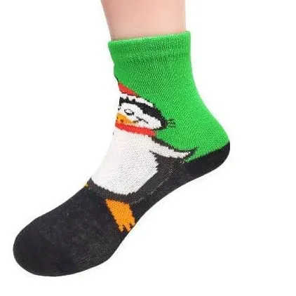 Christmas Penguin Wearing Santa Hat Socks